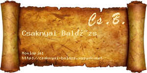 Csaknyai Balázs névjegykártya